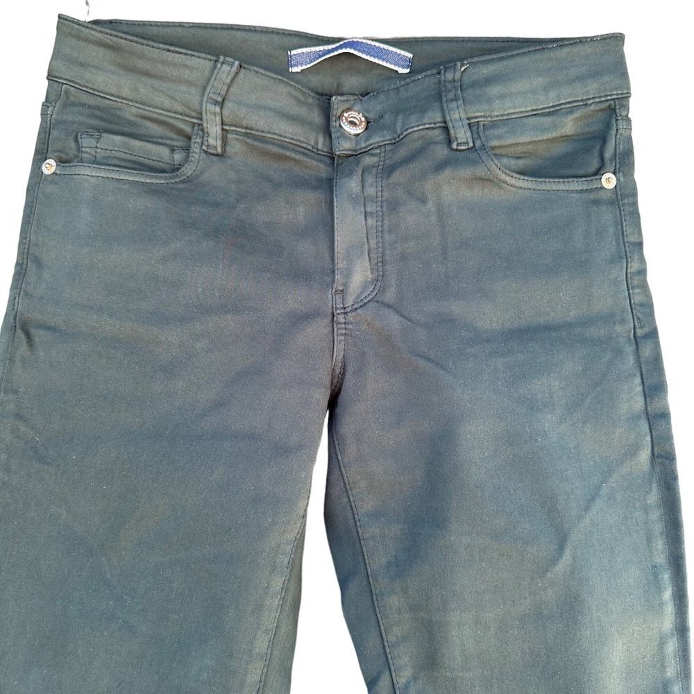 Mazzini Dutti Skinny Fit Denim Forest Green Jeans Made in USA Size 2 - Picture 2 of 13